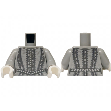 light bluish gray torso doublet silver and dark bluish gray buttons and detailed trim lines pattern light bluish gray arms white hands
