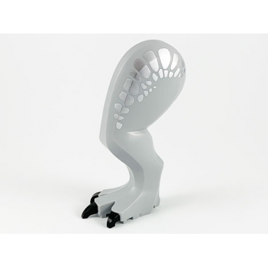 light bluish gray dinosaur leg large rear tyrannosaurus rex with pin black claws and silver scales pattern - left