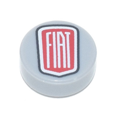 light bluish gray tile round 1 x 1 with fiat logo pattern