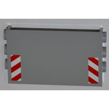light bluish gray panel 1 x 6 x 3 with studs on sides with red and white danger stripes white corners half height pattern stickers - set 4434
