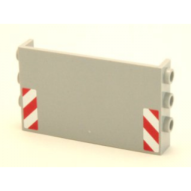 light bluish gray panel 1 x 6 x 3 with studs on sides with red and white danger stripes red corners half height pattern stickers - set 4204
