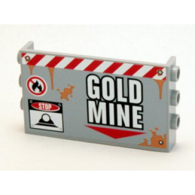 light bluish gray panel 1 x 6 x 3 with studs on sides with gold mine pattern sticker - set 4204