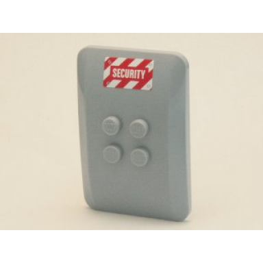 light bluish gray wedge 6 x 4 x 2 3 quad curved with red and white danger stripes and security pattern sticker - set 4204