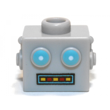 light bluish gray minifigure head modified robot male pattern