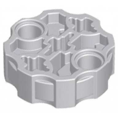 light bluish gray technic axle connector block round with 2 pin holes and 3 axle holes hero factory weapon barrel