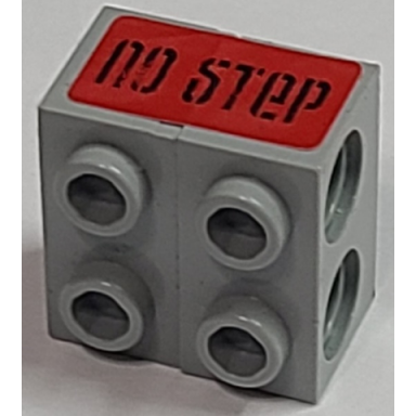 light bluish gray stickered assembly 2 x 2 x 1 with black no step on red background pattern sticker - set 8141 - 2 technic brick 1 x 2 with holes