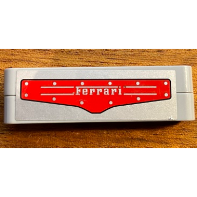 light bluish gray stickered assembly 7 x 2 with silver ferrari on red background pattern sticker - set 8145 - 2 technic liftarm thick 1 x 7 2 technic pin with friction ridges