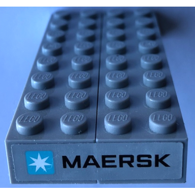 light bluish gray stickered assembly 8 x 4 x 1 with maersk logo pattern on both ends stickers - set 10241 - 2 brick 2 x 8