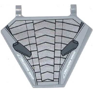 light bluish gray flag 5 x 6 hexagonal with silver and dark bluish gray armor plates and stark industries pattern sticker - set 76031