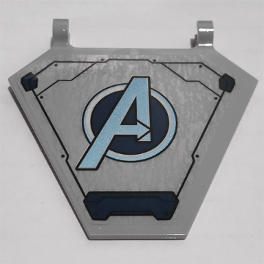 light bluish gray flag 5 x 6 hexagonal with metallic light blue avengers logo pattern sticker - set 76153