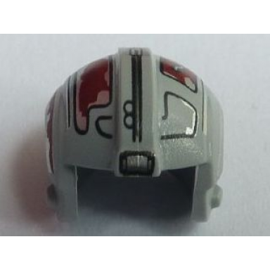 light bluish gray minifigure headgear helmet sw rebel pilot with dark red markings pattern