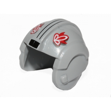 light bluish gray minifigure headgear helmet sw rebel pilot with red t-16 skyhopper pilot logo and two black stripes pattern
