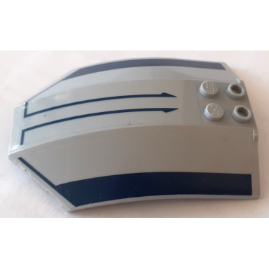 light bluish gray windscreen 8 x 6 x 2 curved sloped sides with dark blue wide and small lines pattern stickers - set 8036