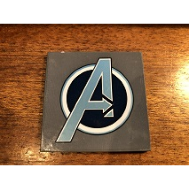 tile 6 x 6 with bottom tubes with metallic light blue avengers logo pattern sticker - set 76131