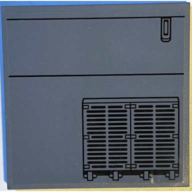tile 6 x 6 with bottom tubes with dark bluish gray sw vents and black lines pattern model left side sticker - set 75217
