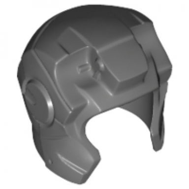 dark bluish gray minifigure headgear helmet space with open face and top hinge with angular cheeks iron man