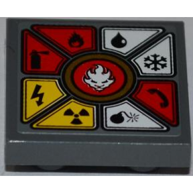 tile modified 2 x 2 inverted with white lion head and 8 danger symbols pattern sticker - set 70500