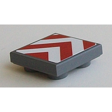 tile modified 2 x 2 inverted with chevron stripes red and white pattern sticker - set 60098