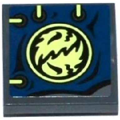 tile modified 2 x 2 inverted with dark blue cloth with 4 eyelets ninjago emblem and yellowish green laces pattern sticker - set 70737