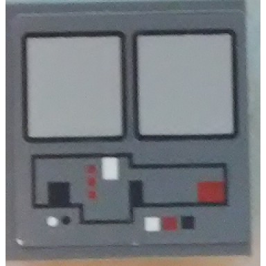 tile modified 2 x 2 inverted with white black and red circuitry and light bluish gray screens pattern sticker - set 75025