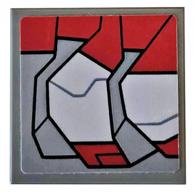 tile modified 2 x 2 inverted with dark red and light bluish gray armor plates pattern model left side sticker - set 76104