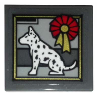 tile modified 2 x 2 inverted with dalmatian dog and award ribbon pattern sticker - set 10263