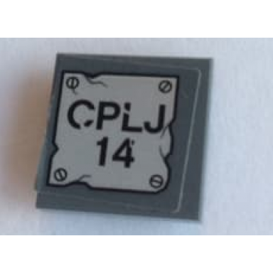 dark bluish gray tile modified 2 x 2 inverted with cplj 14 and 4 screws pattern sticker - set 76096