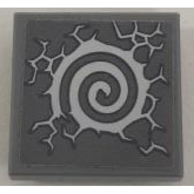 dark bluish gray tile modified 2 x 2 inverted with light bluish gray spiral and cracks pattern sticker - set 71722
