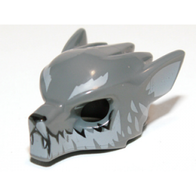 dark bluish gray minifigure headgear mask wolf with fangs light bluish gray fur and ears pattern