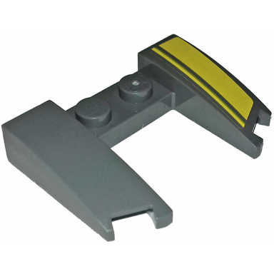dark bluish gray wedge 3 x 4 x 2 3 curved with cutout with double yellow stripes pattern sticker - set 75877