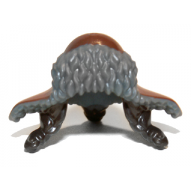 dark bluish gray minifigure headgear hat fur-lined with flaps over dark brown braided hair pattern
