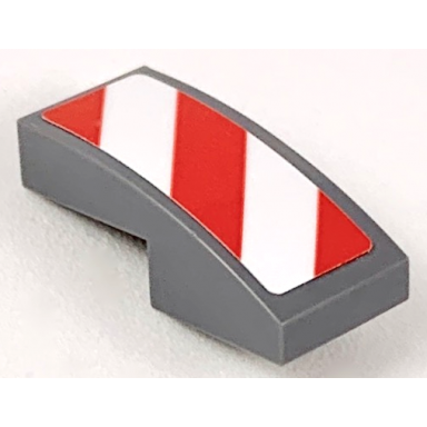 dark bluish gray slope curved 2 x 1 x 2 3 with red and white danger stripes red corners pattern model left side sticker - sets 60056 60152 60223
