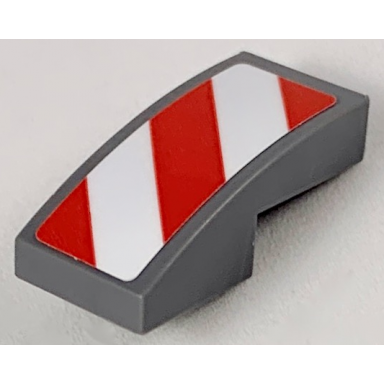 dark bluish gray slope curved 2 x 1 x 2 3 with red and white danger stripes red corners pattern model right side sticker - sets 60056 60152 60223
