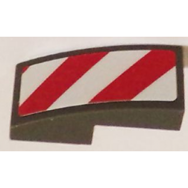 dark bluish gray slope curved 2 x 1 x 2 3 with red and white danger stripes red and white corners pattern model right side sticker - sets 60081 60083 60107