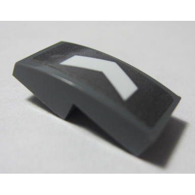 dark bluish gray slope curved 2 x 1 x 2 3 with white arrow pattern model left side sticker - set 70613