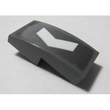 dark bluish gray slope curved 2 x 1 x 2 3 with white arrow pattern model right side sticker - set 70613