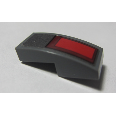 dark bluish gray slope curved 2 x 1 x 2 3 with red and dark red rectangle pattern model left side sticker - set 70613