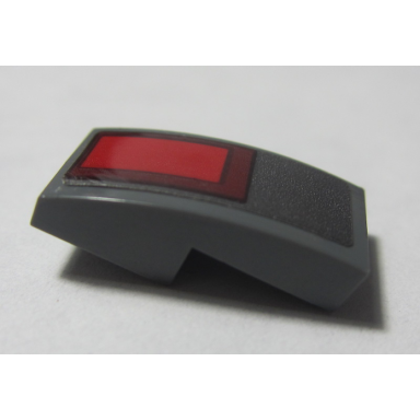 dark bluish gray slope curved 2 x 1 x 2 3 with red and dark red rectangle pattern model right side sticker - set 70613