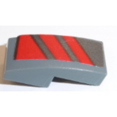 dark bluish gray slope curved 2 x 1 x 2 3 with red diagonal stripes pattern model right side sticker - set 70613