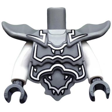 torso modified short with armor breastplate with shoulder ridges and silver decoration pattern white arms black hands