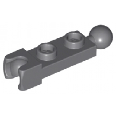 dark bluish gray plate modified 1 x 2 with tow ball and small tow ball socket on ends