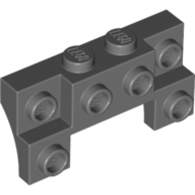 dark bluish gray brick modified 2 x 4 - 1 x 4 with 2 recessed studs and thin side arches