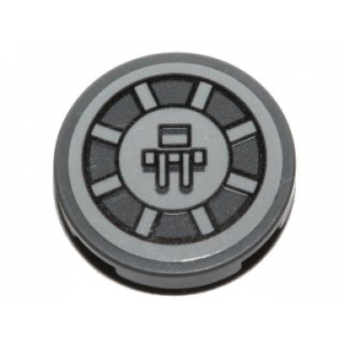 dark bluish gray tile round 2 x 2 with bottom stud holder with sw radial machinery pattern sticker - set 75153