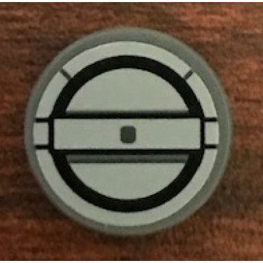 dark bluish gray tile round 2 x 2 with bottom stud holder with sw resistance bomber hatch pattern 2 sticker - set 75188