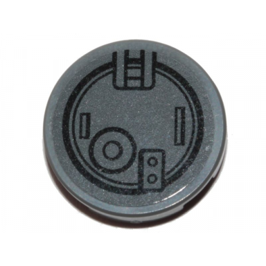 dark bluish gray tile round 2 x 2 with bottom stud holder with sw at-st hatch pattern 2 sticker - set 75254