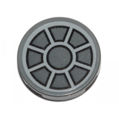 dark bluish gray tile round 2 x 2 with bottom stud holder with sw dark bluish gray fan on light bluish gray background pattern sticker - sets 75105 75257