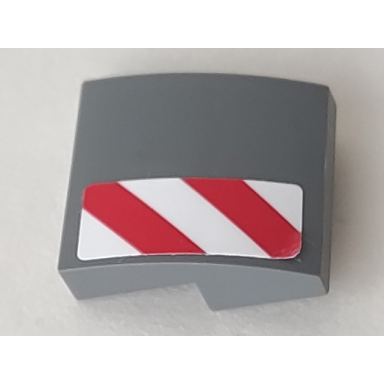 dark bluish gray slope curved 2 x 2 x 2 3 with red and white danger stripes pattern model left side sticker - set 60073