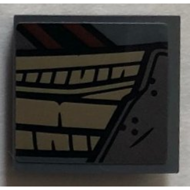 dark bluish gray slope curved 2 x 2 x 2 3 with dark tan belt over pearl dark gray armor model left pattern sticker - set 76075