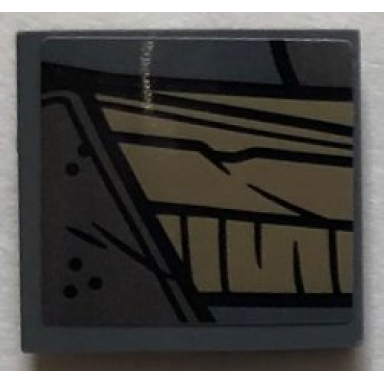 dark bluish gray slope curved 2 x 2 x 2 3 with dark tan belt over pearl dark gray armor model right pattern sticker - set 76075