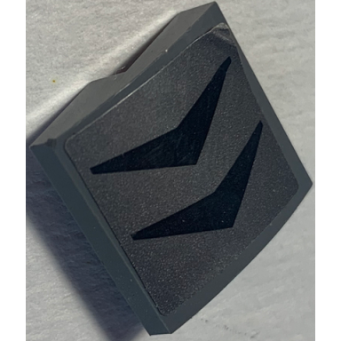 dark bluish gray slope curved 2 x 2 x 2 3 with 2 black arrows pattern model left side sticker - set 70613